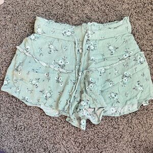 Altar'd State Mint Floral High Waist Shorts Size Small